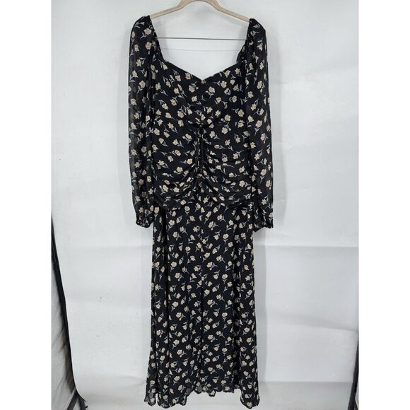 ASTR Sweatheart Neck Floral Maxi Dress Women Large Black Prairie Cottage Peasant - Picture 2 of 11